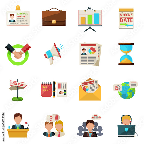 Meeting icons flat
