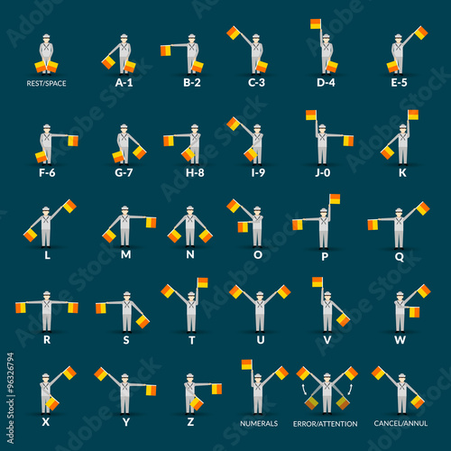 Semaphore Alphabet Icons Set