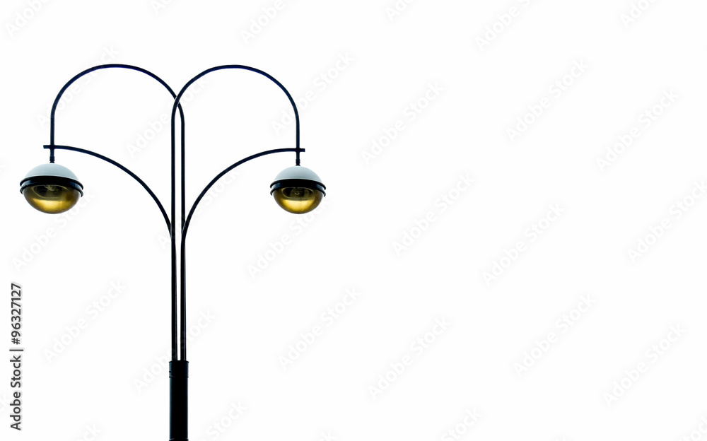 Modern Street Light Pole Isolated on a White Background at The Corner with  Copyspace to input Text used as Template Stock Photo | Adobe Stock