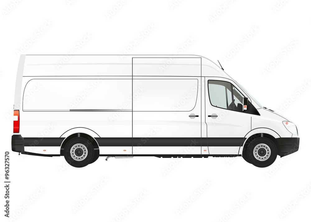 Commercial van on the white background. Raster illustration.
