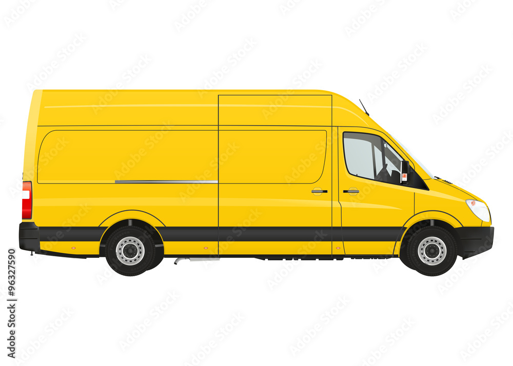 Commercial van on the white background. Raster illustration. Commercial van on the white background. Raster illustration.
