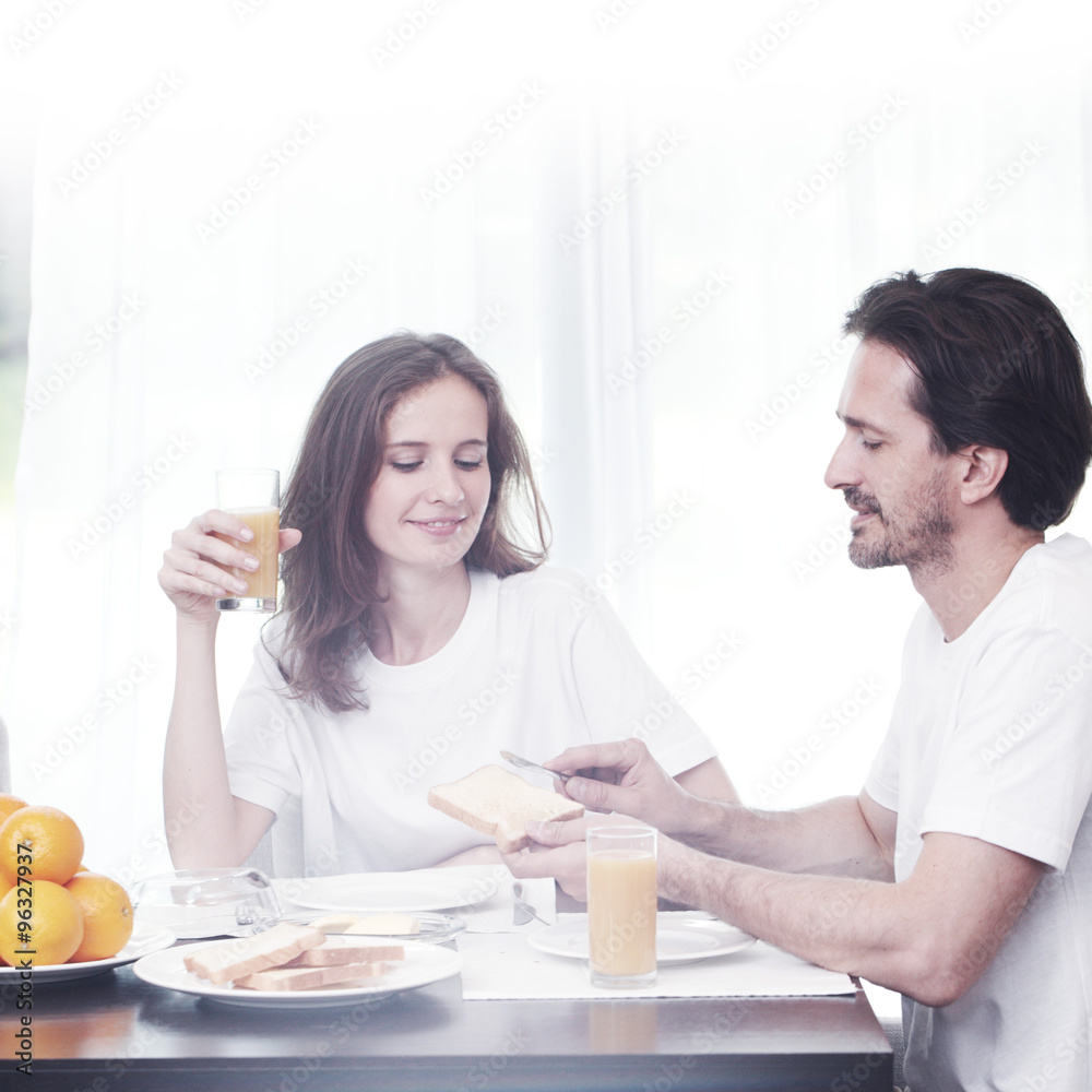 Couple having breakfast Couple having breakfast