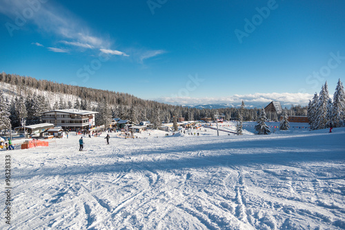 Beautiful blue sky over snow resort © JonikFoto.pl