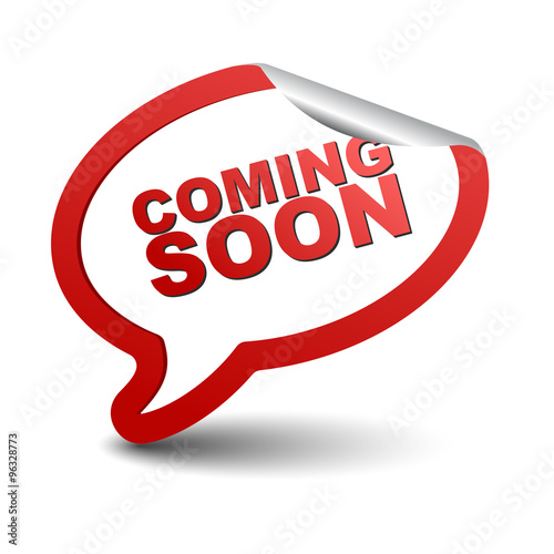 red vector element bubble soming soon