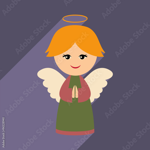 flat icon with long shadow Christmas angel
