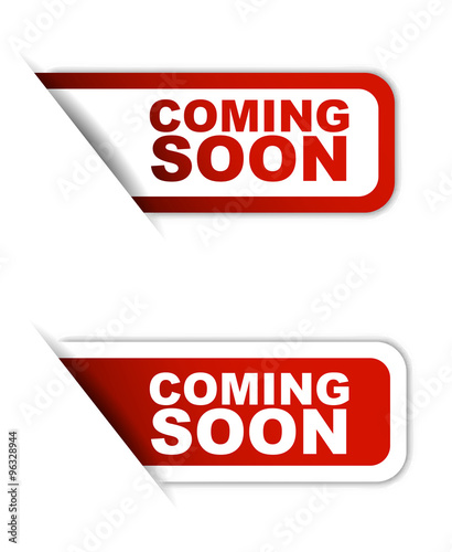 red vector paper element sticker coming soon in two variant