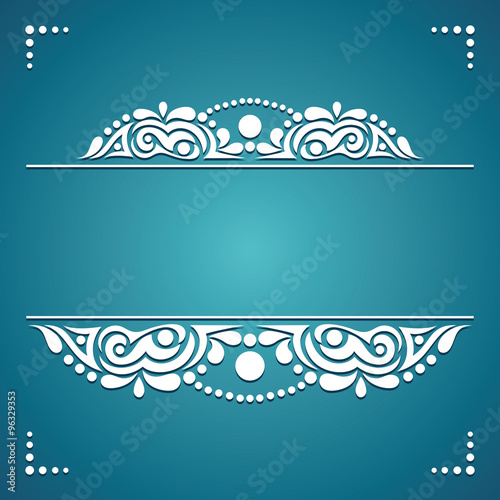 white decorative element on a blue background for cards, invitat