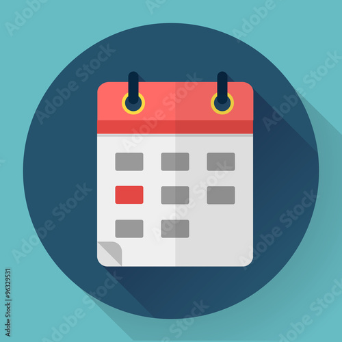 Calendar or mobile app organizer icon, vector illustration. Flat design style