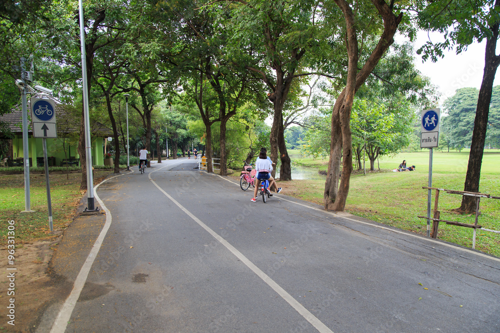 cycling in the park