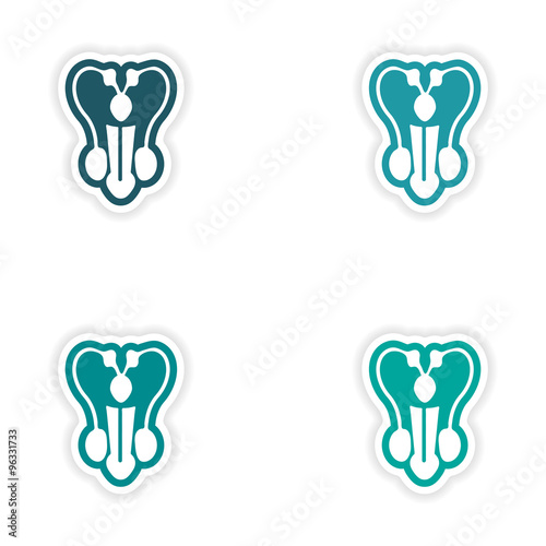 Set of paper stickers on white background penis