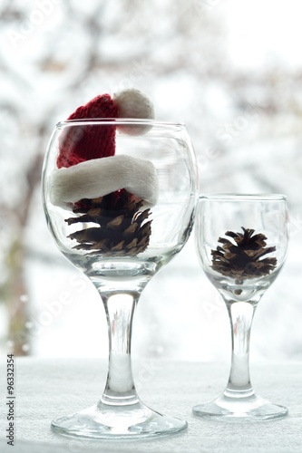 pine cones in the glass