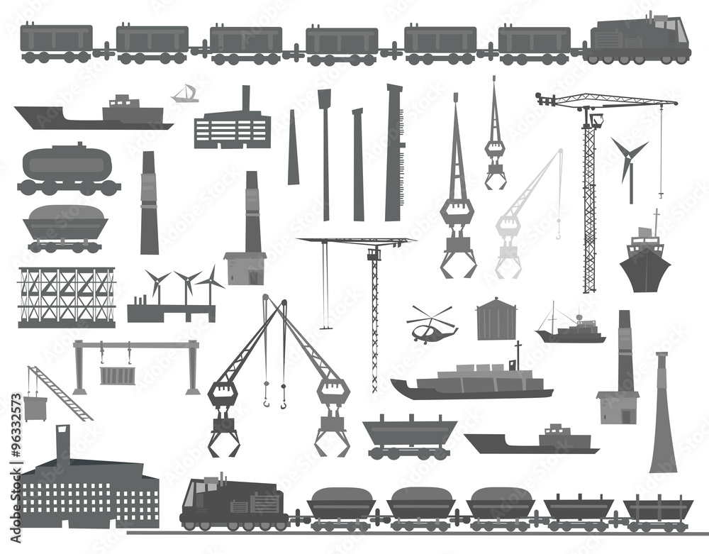 Heavy industry concept set of design elements Heavy industry concept set of design elements