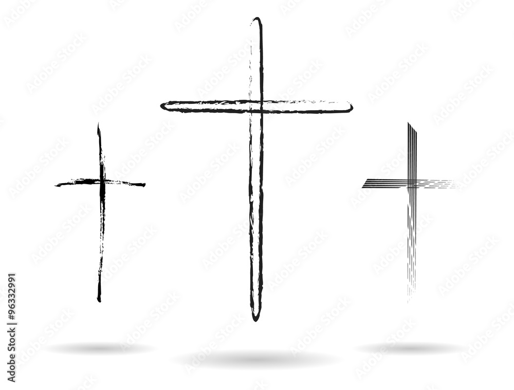 Hand-drawn vector crosses set