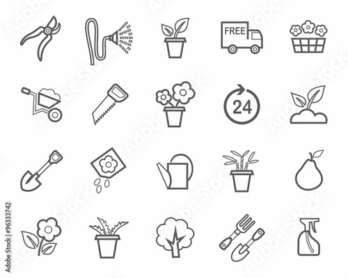 Gardening, icon, line, monochrome. 