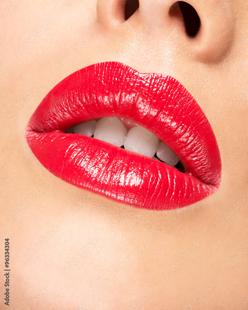 Woman's lips with red lipstick. Woman's lips with red lipstick.