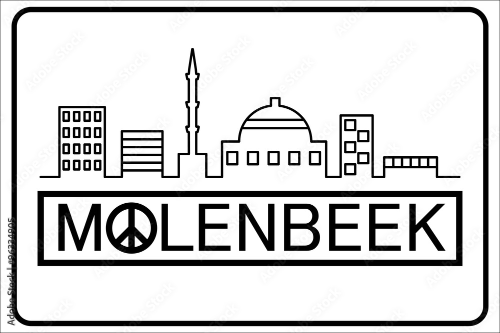 Molenbeek text with buildings outline