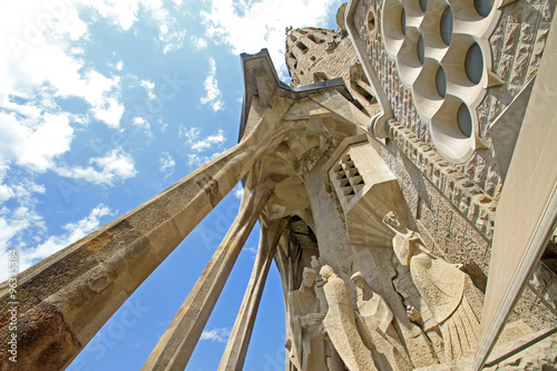 BARCELONA, CATALONIA, SPAIN - AUGUST 29, 2008: Passion facade of Sagrada Familia Temple, Barcelona,Catalonia, Spain #96335384