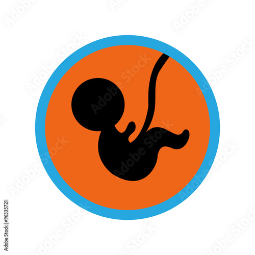 Stylish flat icon on white background child in womb