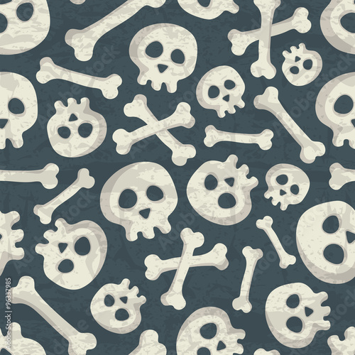 Halloween seamless pattern with spooky skulls