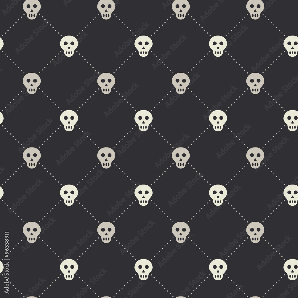 Vector seamless pattern with small skulls and dots Vector seamless pattern with small skulls and dots