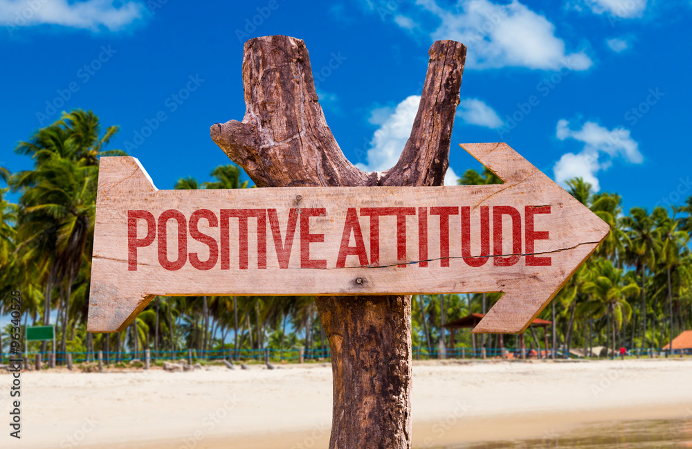 Positive Attitude arrow with beach background