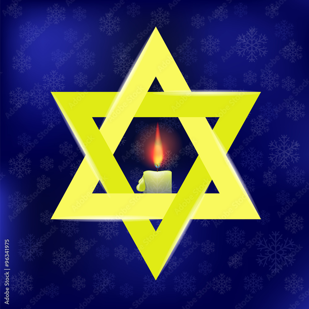 Yellow Star of David and Burning Candles Yellow Star of David and Burning Candles
