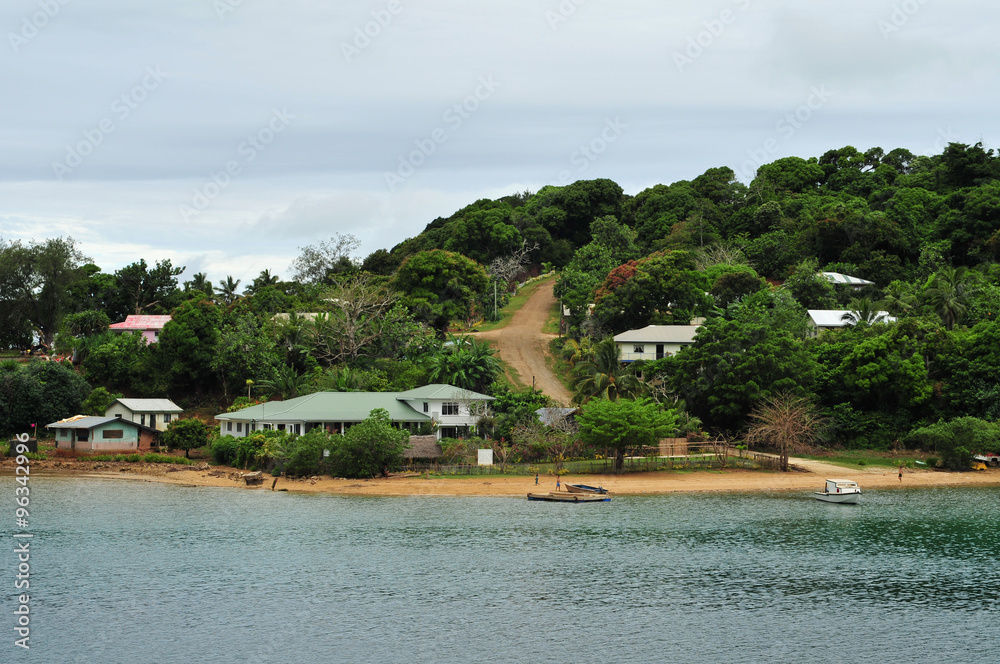 Coastal village of Utulei close to Neiafu in Vavau archipelago of ...