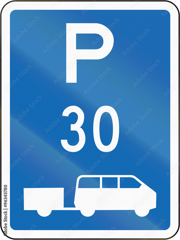 New Zealand road sign - Parking zone for shuttles with time limit New Zealand road sign - Parking zone for shuttles with time limit