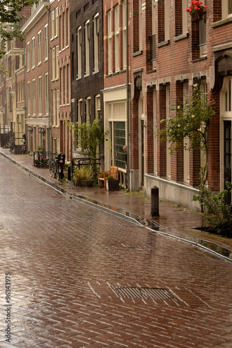 Canvas Print rain in amsterdam