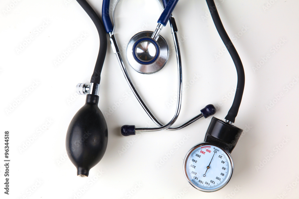 Blood pressure meter medical equipment isolated on white Blood pressure meter medical equipment isolated on white