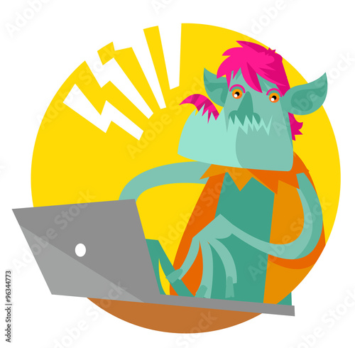 troll usando una computadora