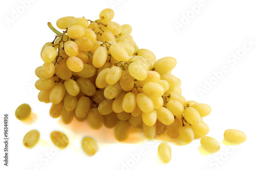 White grapes bunch isolated on white background