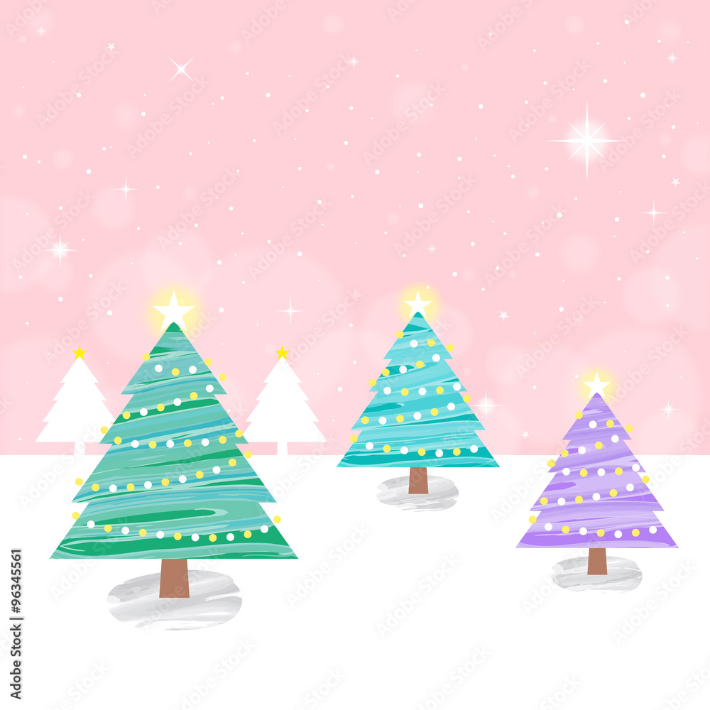Cute Christmas tree-Pink Background Stock Vector | Adobe Stock
