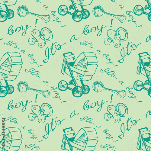 Seamless pattern for newborn boy