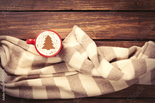 Cappuccino with Christmas tree shape photo