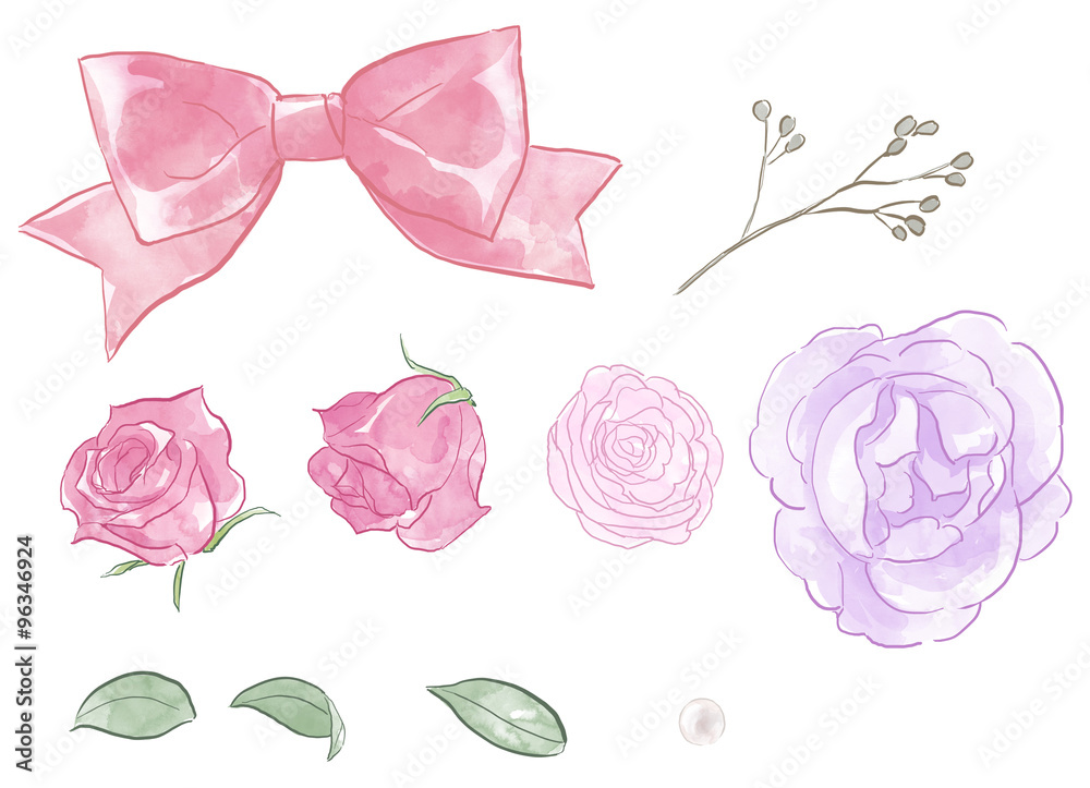 花 リボン パールのイラスト Stock イラスト Adobe Stock