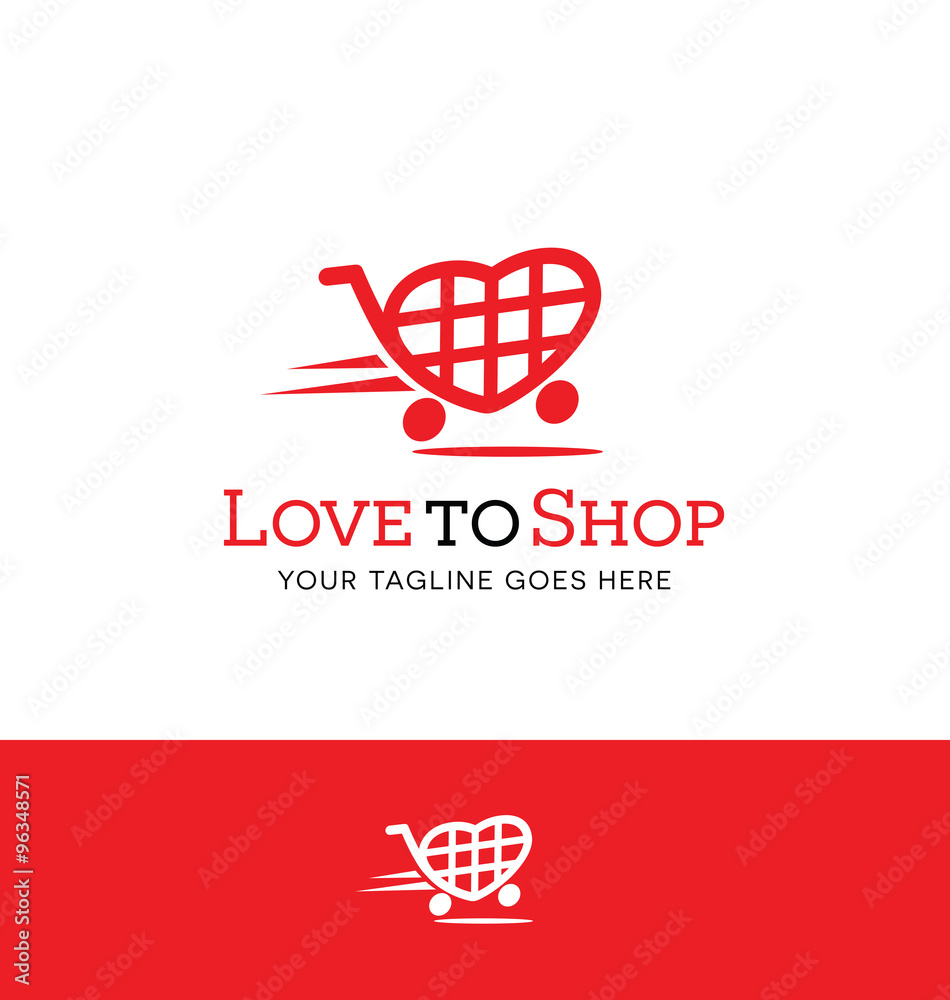 heart shaped shopping cart logo Stock Vector | Adobe Stock