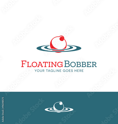 red and white bobber logo for fishing related business or website