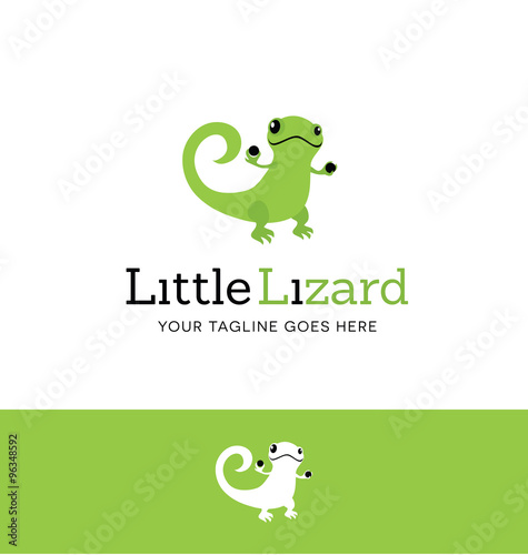 Cute green lizard. Logo concept for business or website