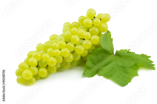 Fresh green grapes isolated on white.