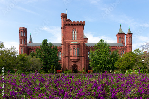 The Smithsonian Castle South Lawn close to the flowers photo