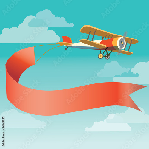 retro plane with banner
