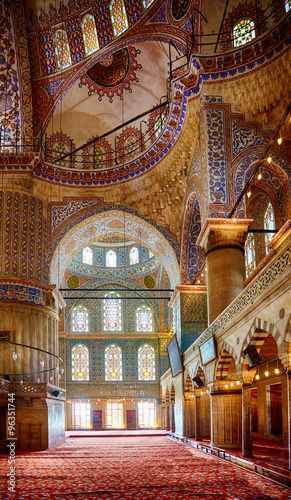 Interior of Sultan Ahmed Mosque (Blue Mosque), Istanbul.