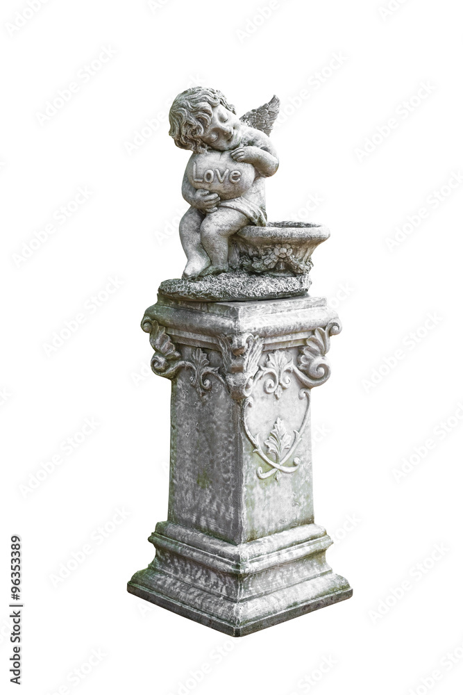 Obraz premium Winged angel statue isolated on white background.