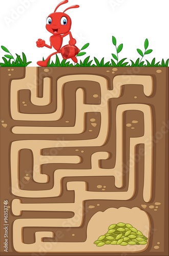 Help red ant to find way to food grains in an underground maze.