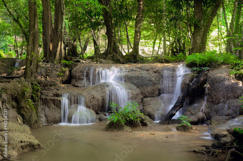 Beautiful waterfall  or cascace  in tropical jungle