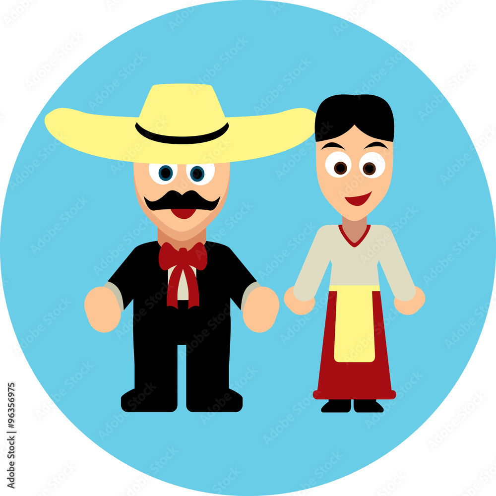 Traditional costumes icon - Mexicans and Latinos Traditional costumes icon - Mexicans and Latinos