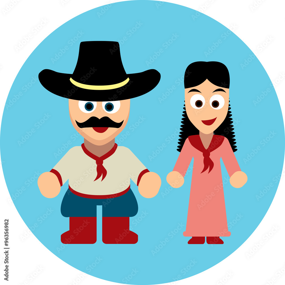 Traditional costumes icon - Argentina and South America Traditional costumes icon - Argentina and South America
