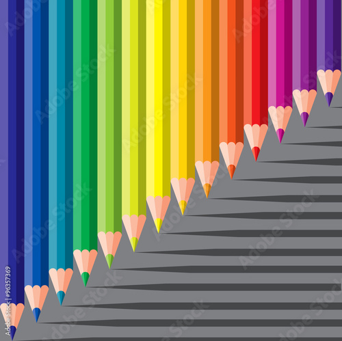 vector illustration of colored crayons with shadow