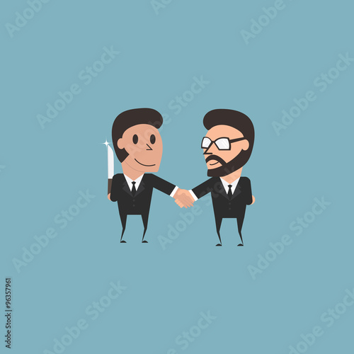 Hypocritical. Enemy in business. Business concept flat illustrat